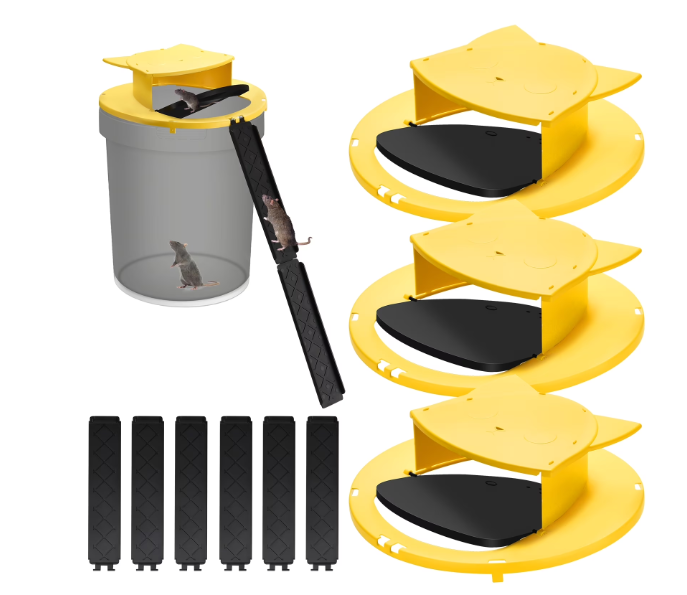 3 PACK Mouse Trap Bucket- 5 Gallon Bucket Lid Mouse Rat Trap - Automatic Reset Flip and Slide Mouse Trap - Humane Mouse Rat Traps for Indoor Outdoor Use - Reusable Mouse Trap