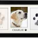 MYPAWLETS Paw Print Frame Kit, Dog/Cat Paw Print Kit, Soft Pawprint Clay & Clean Touch Ink Pad, Pet Paw Print Impression Kit with Customization Tool, Wooden Pet Memorial Frame, DIY Dog Lover Gifts-Black