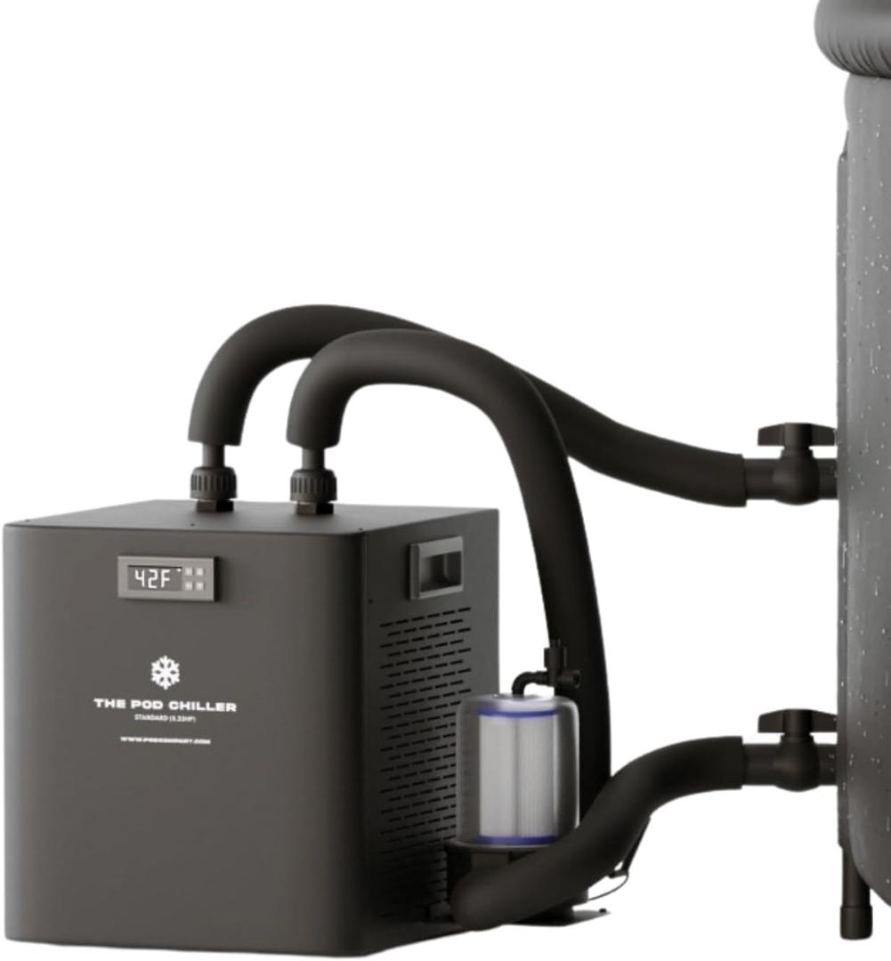Standard Water Chiller – Compact Cold Plunge Cooling System – 41°F Adjustable Temperature – Pairs with Ice Pod Pro & Long Pod – 24/7 Water Circulation & Built-in Filtration – The Pod Company