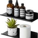 SAYAYO Black Floating Shelves for Wall Storage, 12 Inch Adhesive Wall Shelves for Bedroom Decor, Display Bathroom Shelf Organizer for Kitchen, Living Room, Office, 2pcs