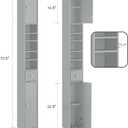 Haotian Bathroom Narrow Storage Cabinet Skinny Tall Unit with Adjustable Shelves Slender Anti-Tipping Floor Standing Cupboard, Gray BZR34-HG, W7.9 x D7.9 x H70.9
