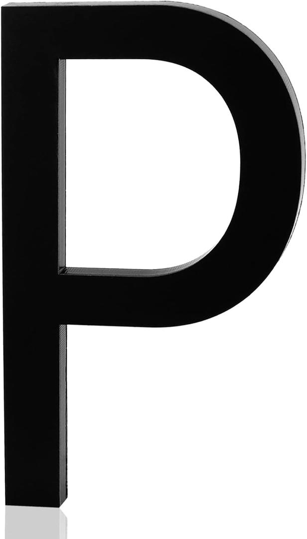 2 x 4 Inch Acrylic Frosted Matte Black Letter P, Adhesive House Letters and Numbers for Outside, Modern House Numbers for Apartment Door Farmhouse Mailbox Office Hotel, Address Numbers and Letters