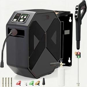 BAYOTAK Electric Pressure Washer, 5500 PSI 3.6 GPM Wall Mounted Power Washer, Remote Control with 100 FT Retractable Hose, Foam Cannon, Nozzles for Cars/Garage/Patio, Gray