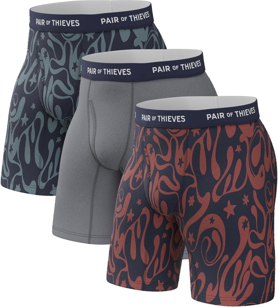 Pair of Thieves Super Fit Long Boxer Briefs for Men - Ultra Soft, Breathable, Quick-Dry Underwear 4-Way Stretch (2 & 3 Pack) (Small, Below Kelp)