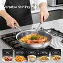 COOKER KING 11-Inch Hybrid Stainless Steel Wok with Lid, Nonstick Stir Fry Pan & Deep Frying Pan, Tri-Ply Clad Honeycomb Everyday Pan, Induction Ready, Oven & Dishwasher Safe, PFOA Free