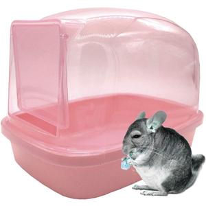 kathson Dwarf Hamster Dry Bathroom, Chinchilla Sauna Toilet Plastic Sand Bath House Ideal for Gerbils, Hedgehog, Squirrel and Other Small Animals (Pink)