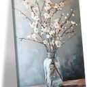 Doqueodas Botanical And Floral Art Canvas Wall Art16x24 Inch Framing | Elegant Still Life Floral Painting Modern Neutral Vase Design Poster Prints Suitable For Living Room And Bedroom Wall Decor