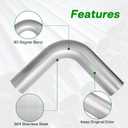 2.5" OD 90 Degree Exhaust Pipe Stainless Steel Mandrel Bend Elbow, 2.5 Inch DIY Custom Exhaust Bend Pipe Tube for Universal Fit, 5.9"/150mm Leg Length, 2PCS