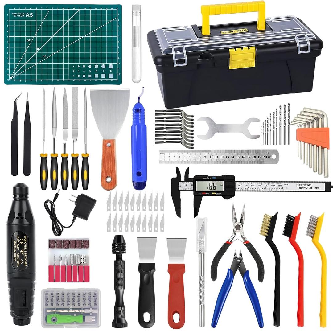 135PCS 3D Printer Tools & Accessories Kit,3D Printing Tool Set with Tool Box,3D Printer Accessory Including Nozzle Cleaning Kit,Electric Polishing Machine,Deburring Tool,Sanding Pens,Deburring Kit