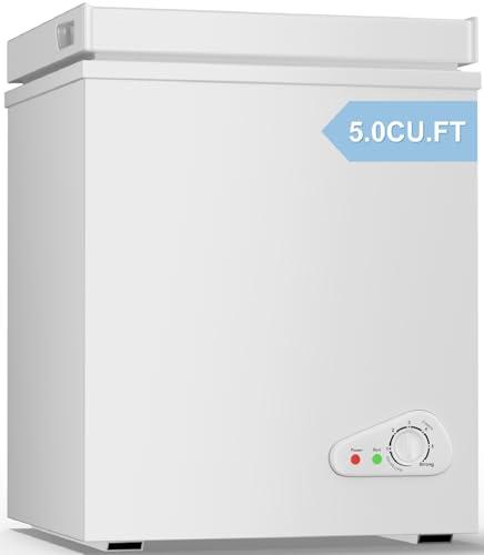 TABU 5.0 Cubic Feet Chest Freezer, Compact Deep Freezer, Silver