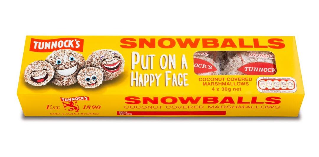 TUNNOCK'S Snowballs - Coconut Covered Marshmallows 4 Pack 120g (4.2 oz)