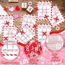 Denylo pro 24 Sets Valentine's Day Tic Tac Toe Games Cards Bingo Game with Felt Heart Bags for Classroom Games Activities Valentine Day Party Supplies