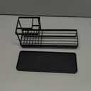 Toothbrush Holders for Bathroom 4 Slots Tooth Brushing Organizer Metal Electric Toothbrush Holder with Removable Drainage Tray Practical Tooth Brushing Holder for Home Counter Washroom(Black)