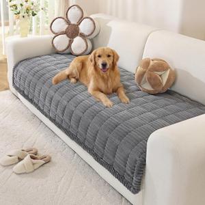OstepDecor Washable Couch Cover for Dogs, Thick Pet Friendly Sofa Covers, Soft Couch Protector, Paw Cart Sofa Slipcovers, Cushion Protector for Leather, Sectional, Loveseat (35.4" x 70.9", Dark Grey)