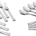 Oneida Zinc Everyday Flatware Dinner Forks, Set of 8, 18/0 Stainless Steel, Silverware Set, 1.4 x 3.75 x 8.5 inches & Zinc 8Pc Teaspoon