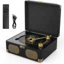 RetroAudio CD Player with Speakers Retro Portable CD Players for Home Music Player with Remote Control,V5.4 Bluetooth in&Out Desktop Suitcase CD Player with AUX in, Headphone Jack,USB PlaybackBlack