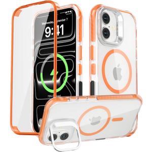 Magnetic for iPhone 17 Case, Built-in Screen Protector Orange