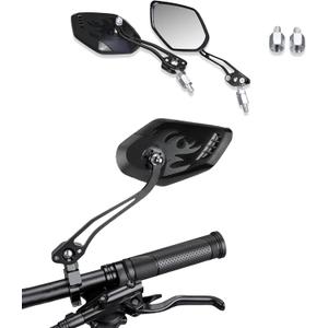 ASUBHA 2PCS Motorcycle Mirrors, Motorcycle Mirrors for Handlebar, Convex Handlebar Rear View Side Mirror with M8 M10 Bolt, Wide Angle Rear View Mirror Car Accessories for Scooter ATV UTV Dirt Bike