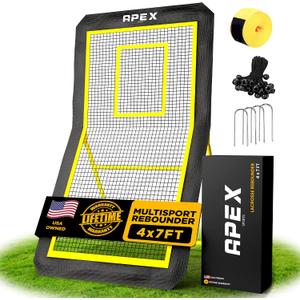 Apex Sports Professional Lacrosse Rebounder Volleyball Rebounder (4x7 Feet) - Adjustable 5 Angles, Soccer and Baseball Rebounder Practice Net with Precision Target Strip, Sturdy Frame