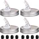 Mason Jar Pour Spouts. free flow Mason Jar Pour Spouts, mason jar for spout regular mouth size 70mm dispenser germination cover. Suitable for any liquid. Leak-Proof 4-Pack + 8 Lid Caps (silver color)