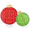 HOYECHI 2pc Lighted Pop-Up Outdoor Christmas Ornament Set – Holiday Ball Decorations with 200 LED Lights, 8 Lighting Modes, for Yard & Outdoor Christmas Decor - Red/Green