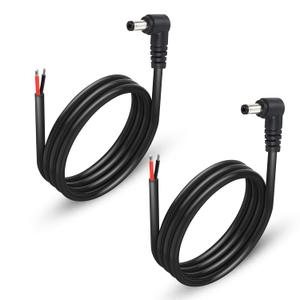 GINTOOYUN 2 Pack 90 Degree DC Power Pigtails Cable, Right Angle DC 5.5mm x 2.5mm Male Plug to Bare Wire Open End Power Supply Replacement Repair Cord, for Monitors, LED Strip Light, Camera,3FT 1m