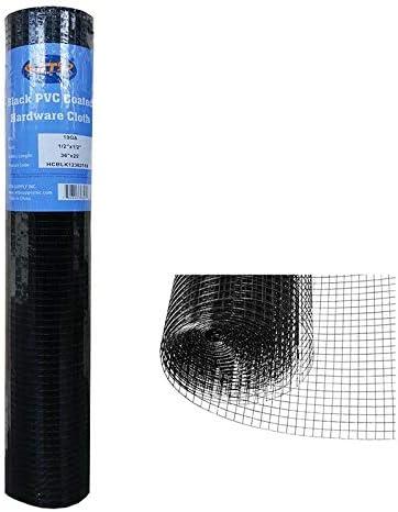 Black PVC Coated Hardware Cloth 36 Inch x 25 Foot -1/2 Inch x 1/2 Inch 19GA