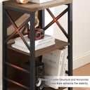 MNEETRUNG Small Bookshelf,3 Tier Industrial Bookcase with Metal Frame and Backboard,Low Rustic Brown Book Shelf,Book case for Small Spaces,Living Room,Bedroom and Home Office