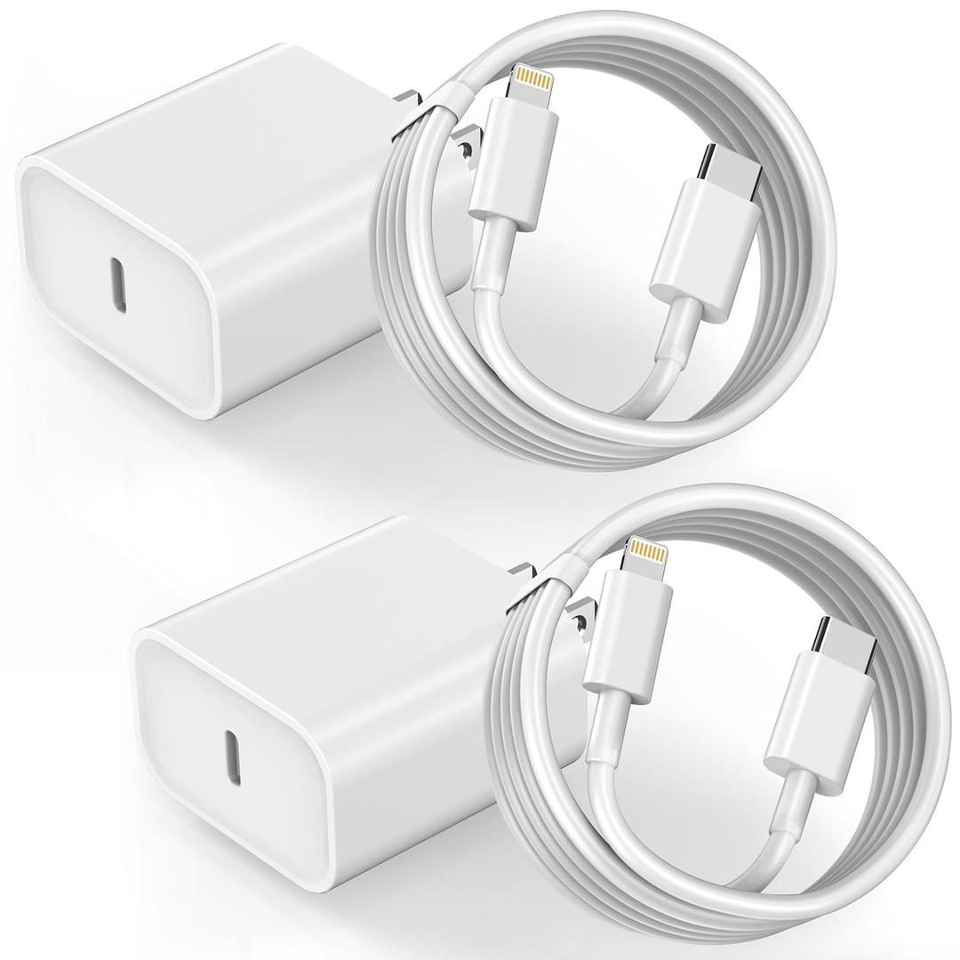 2Pack iPhone Fast Charger, Type C Charger Fast Charging Power Delivery Fast Charging Block Travel Plug with 2Pack Type C to Lightning Cable Cord Compatible with iPhone 14/14 Pro/13/12/11/X,iPad