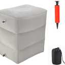 Goldhik Inflatable Travel Foot & Leg Rest Pillow with Adjustable Height for Airplane, Car, Bus, Train, Office, Camping and Kids to Sleep on Long Flights, Air Pump Included