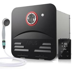 APUS RV Tankless Water Heater, 68,000 BTU Propane On Demand Instant Hot Water Heater with Black Door and Remote, 3.9 GPM, 12V, High Altitude, CSA Certified, Compatible with All RVs