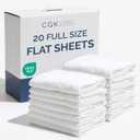 Bulk Case Pack of 20 Flat Sheets - (20) Full Size Hotel Quality Top Flat Bed Sheets Only - Wholesale Bulk Bedding for Hotels, Spas & Airbnbs - Breathable, Cooling, Soft & Wrinkle Free - (Full, White)