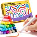 Jar Melo Washable Markers for Kids Toddlers 2-4, Safe Non-Toxic Water Based Markers for Age 1-3 4-8, Coloring Art Supplies for Preschool Gift, 24 Colors