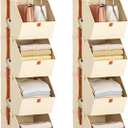 Homsorout Hanging Closet Organizer 4 Tier - Clothes Hanging Shelves, Space-Saving Closet System, Fabric Storage Bins Bedroom Organization, Collapsible Baskets for Home, Dorm, Rv, Beige, 8 Pack