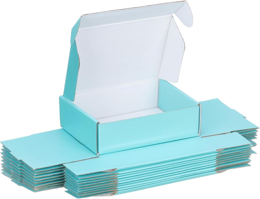 FARRAY 50 Pack of 7x5x2 Inches Small Shipping Boxes, Durable Corrugated Cardboard Boxes for Shipping, Gift, Mailing and Packaging, Teal