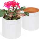 2pcs 5.1 * 5.1 Inch White African Violet Pot Terracotta Clay Pot Self Watering Flower Pot Simple Plant Self Watering Pot Indoor Flowers High Absorption Herbaceous Flower Pot