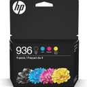 HP 936 Black, Cyan, Magenta, Yellow Ink Cartridges (4-Pack) | Works with OfficeJet 9120, Pro 9110, 9120, 9130, Wide Format 9730 | Eligible for Instant Ink | 6C3Z5LN (CMYK)
