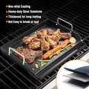 Griddle for Gas Grill, Grill Flat Top Griddle, 17" x 13" Cast Iron Nonstick Griddle Plate, Flat Top Plate Insert with Removable Handles & Grease Groove for Charcoal, Camping, Gas Stove, Tailgating