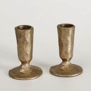 Handcrafted Antique Brass Iron Taper Candle Holders - Set of 2 Elegant Candlesticks for Weddings, Dining, and Parties, Timeless Dcor Accent