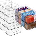 Stackable 6 Pack Snack Organizer for Pantry Shelf,Clear Pantry Organizers and Storage Bins for Fridge,Office,Cupboard,Plastic Pantry Snack Organizer For Breast Milk,Tea Bag,Food Storage Containers