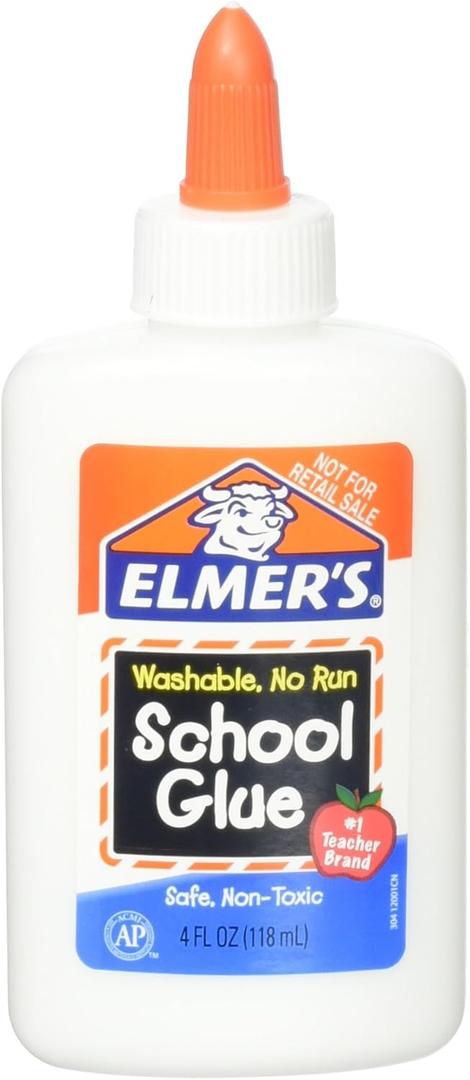 4 x Elmer's Washable No Run School Glue, 4 Ounces, White and Dries Clear