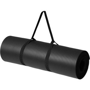 Amazon Basics 1/2 Inch Extra Thick Exercise Yoga Mat with Carrying Strap (Black)