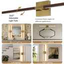 32 Inch Rechargeable Wireless Wall Sconce with Remote Control, 8000mAh Battery Operated Wall Sconce Set of 2 with Timer, 3000K/4500K/6000K Dimmable, 360° Rotation for Living Room, Gold Walnut (2 Pack)