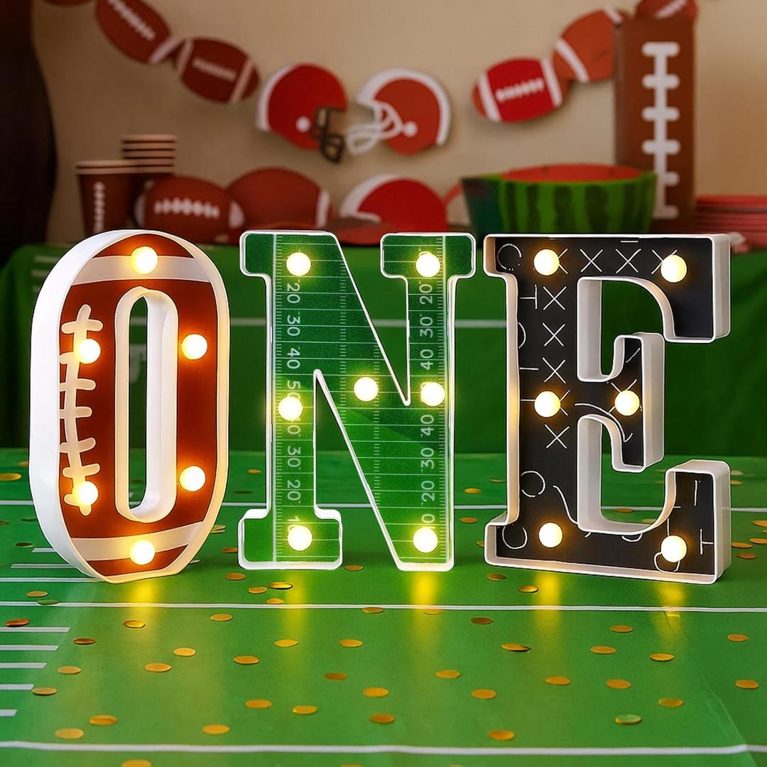 Football 1st Birthday Party Decorations One Letters Light Birthday Decorations Light up Letters for Centerpieces Table Backdrop 1 Year Old Football Party Supplies Boy or Girl
