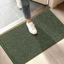 BEQHAUSE Dirt Trapper Door Mat 17" x 30", Non-Slip Doormats (Rolled-Up NO Creases) Washable Entryway Rugs, Dirt Resist and Absorbent Welcome Mat, Low Profile Floor Mats for Front Back Door, Green (1'5" x 2'6" (Rectangular))