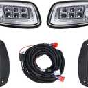Golf Cart LED Head Tail Light Kits for EZGO RXV 2008 up Gas & Electric Models 12 Volts Street Legal Front Rear Golf cart Assembly Kits