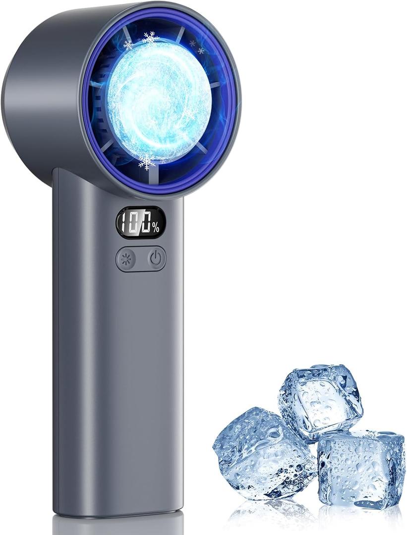 HandFan 5200mAh High Speed Handheld Turbo Fan, 13000 RPM Powerful Cooling Ice Fan, Portable Mini Fans Rechargeable, 100 Speeds Adjustable, for Summer Beach Travel Concerts, Gifts for Women(Gray)