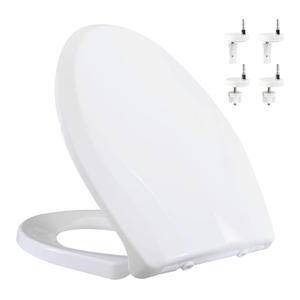 White Elongated Toilet Seat, Soft-Close Toilet Seat, Non-Slip Seat Bumpers, Quick Release Toilet Seat Hinge Easy Clean, Easy Installation, Stainless Steel hardware, 1 Pack (KP103)