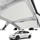 Roof Sunshades for Tesla Model 3 2023, Upgraded Sunroof Shade Sunshade Roof Sun Shade for Tesla Model 3 Accessories 2021-2023 (Ice White) (Original Gray)