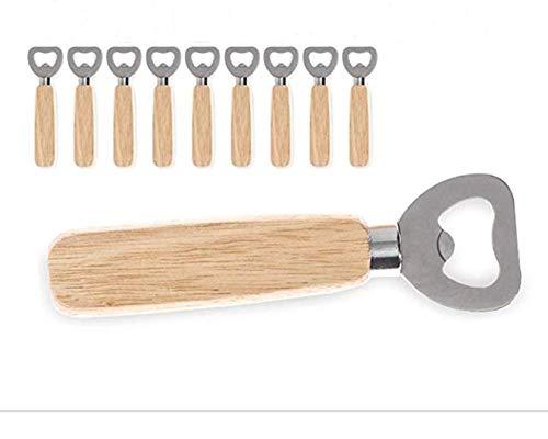 30 pcs wooden handle stainless steel beer bottle opener, smooth rubber wooden drink bottle cap opener family party bar bartender, DIY logo engraved gift